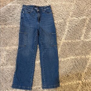Judy Blue Dark Blue Straight-Leg Cargo Jeans